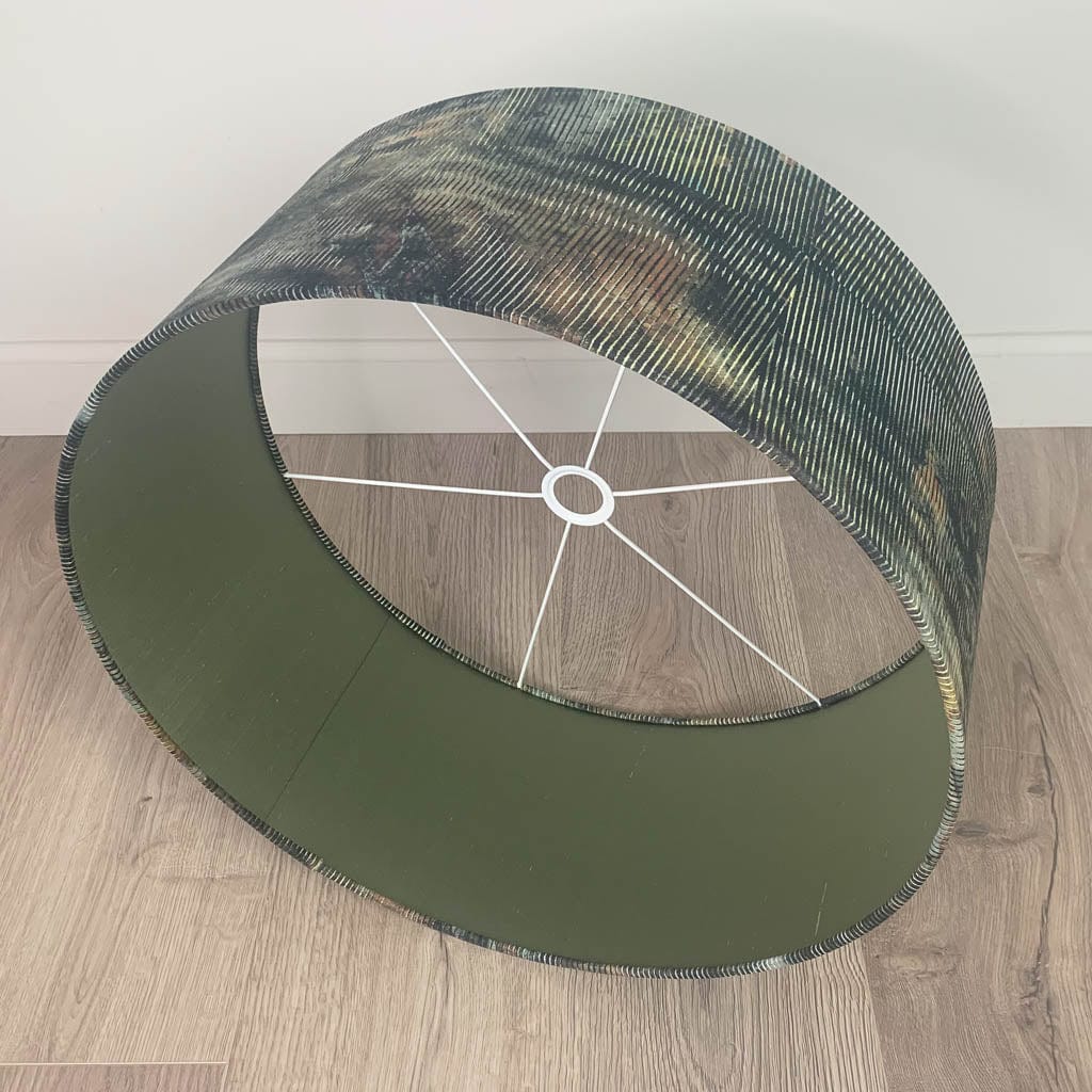 Iguana Pendant Shade with Military Green Silk Lining