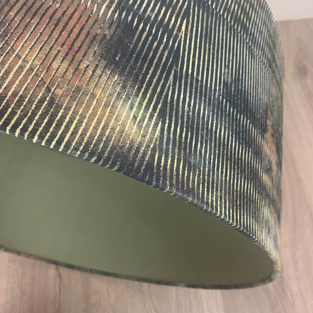 Iguana Pendant Shade with Military Green Silk Lining
