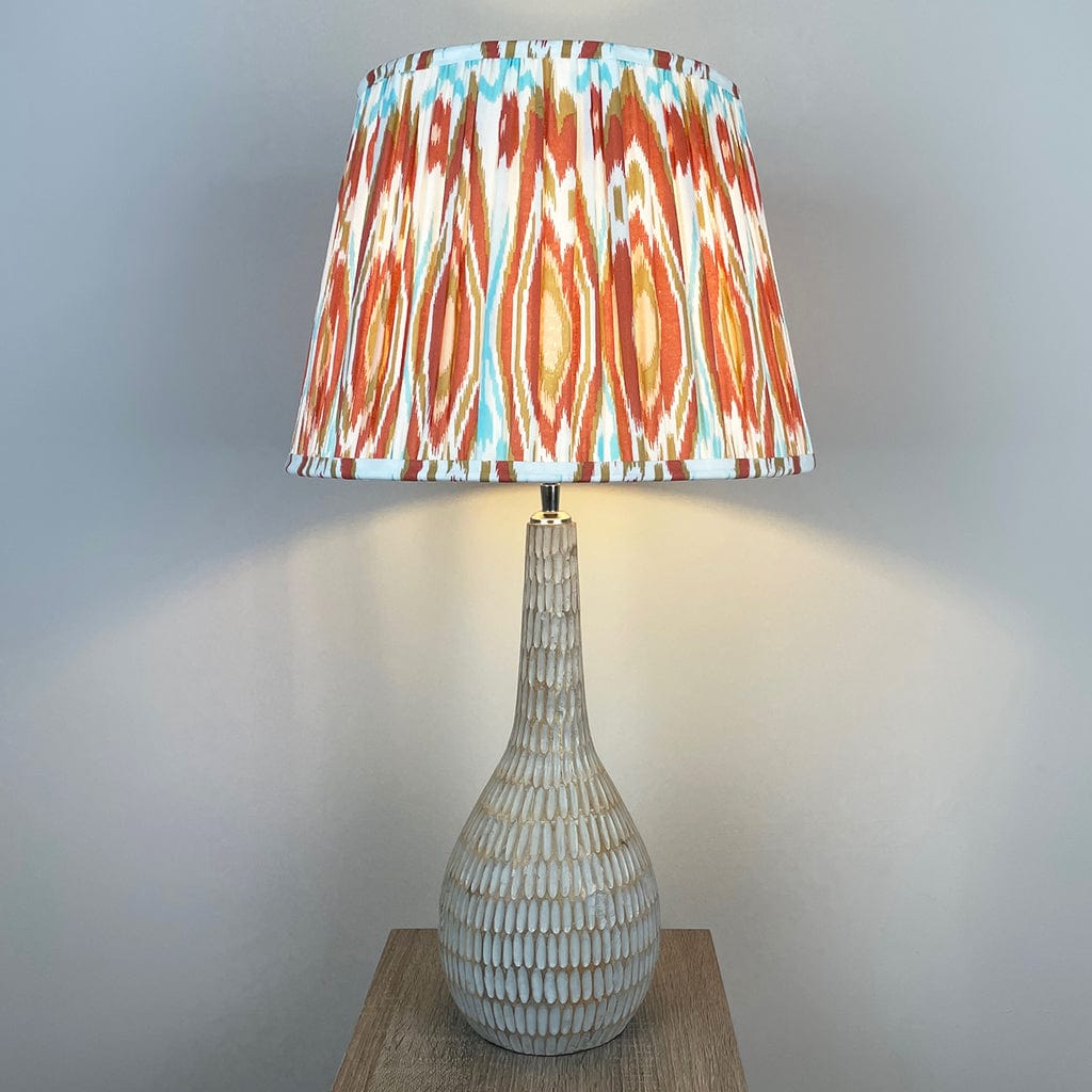 Ioan Grey Engraved Table Lamp with Cinnamon Ikat Pleated Shade