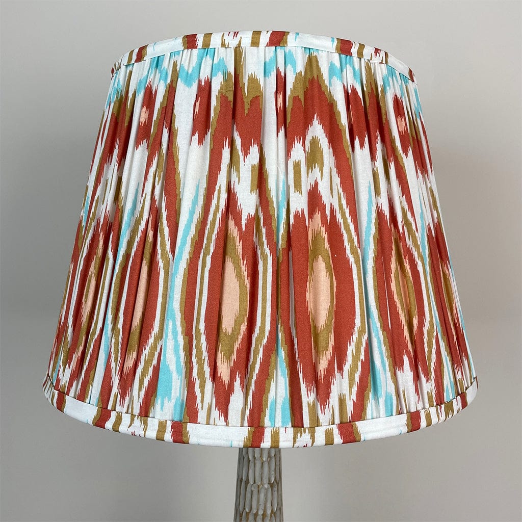 Ioan Grey Engraved Table Lamp with Cinnamon Ikat Pleated Shade