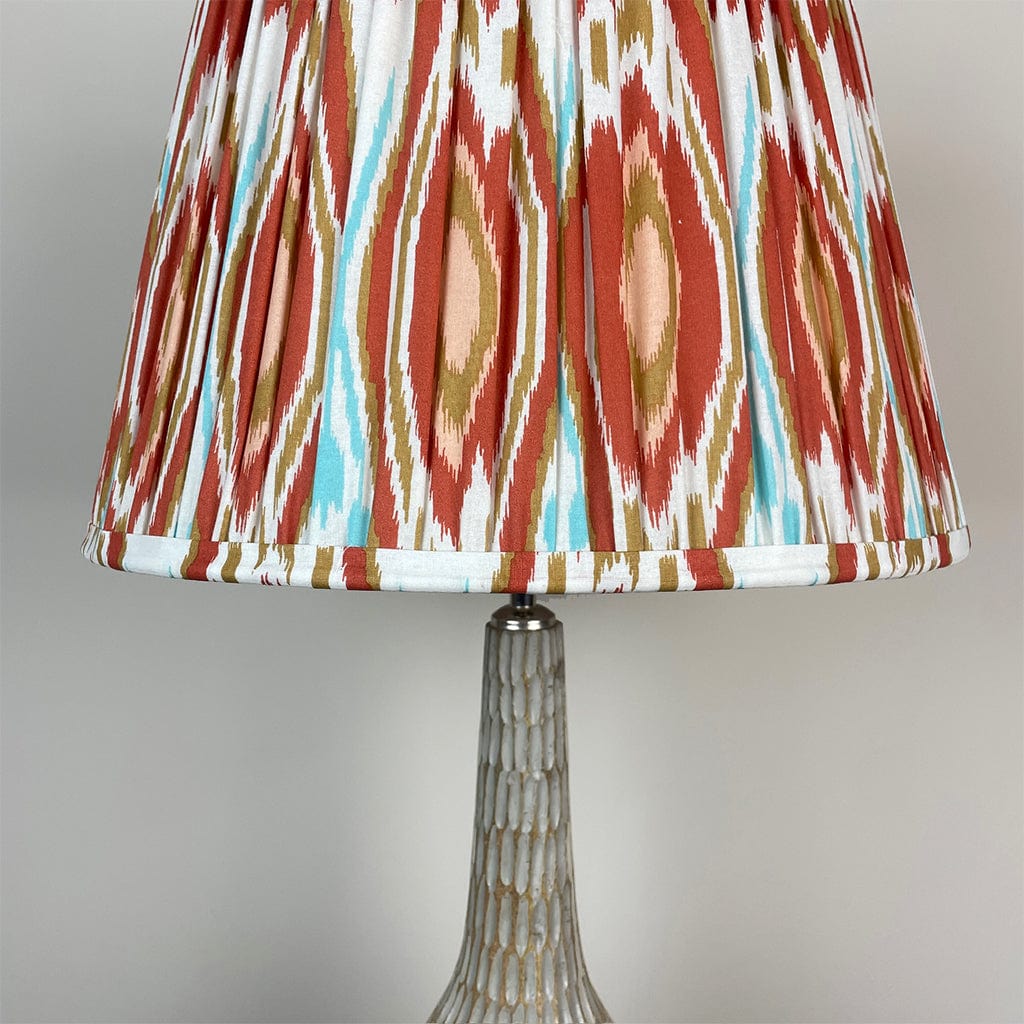 Ioan Grey Engraved Table Lamp with Cinnamon Ikat Pleated Shade