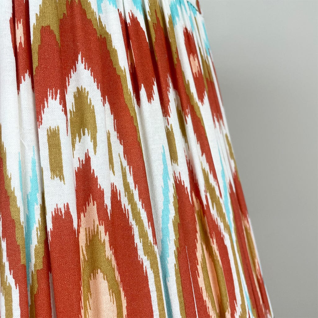 Ioan Grey Engraved Table Lamp with Cinnamon Ikat Pleated Shade