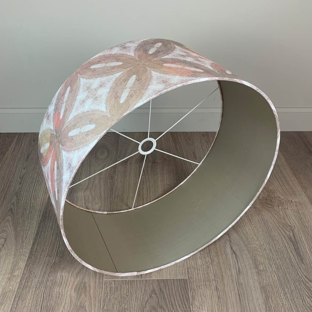 Julia Clare's Ancient Tracery 2 Coral Linen Pendant Shade with Champagne Lining