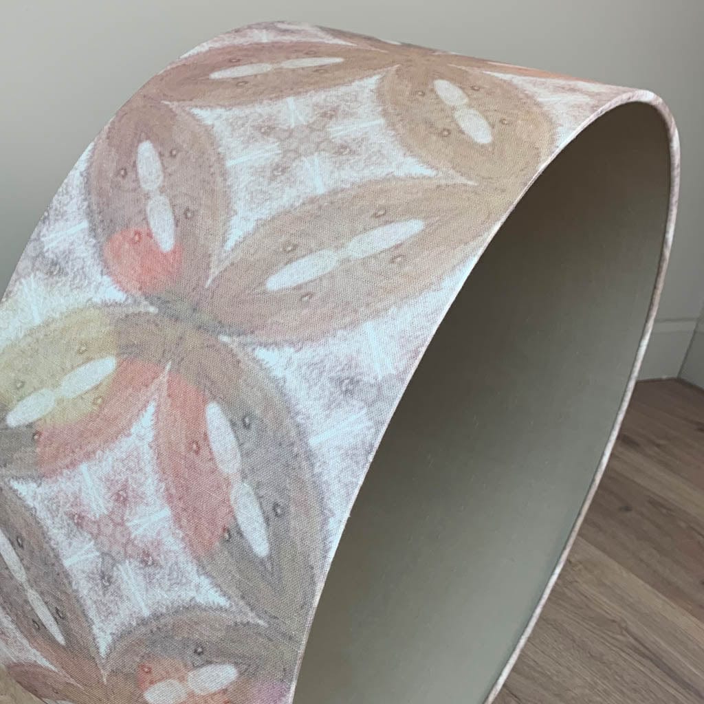 Julia Clare's Ancient Tracery 2 Coral Linen Pendant Shade with Champagne Lining