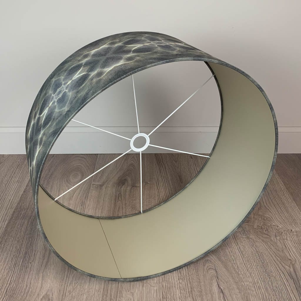 Julia Clare's Underworld Ripples Linen in Green Olive Pendant Shade with Champagne Lining