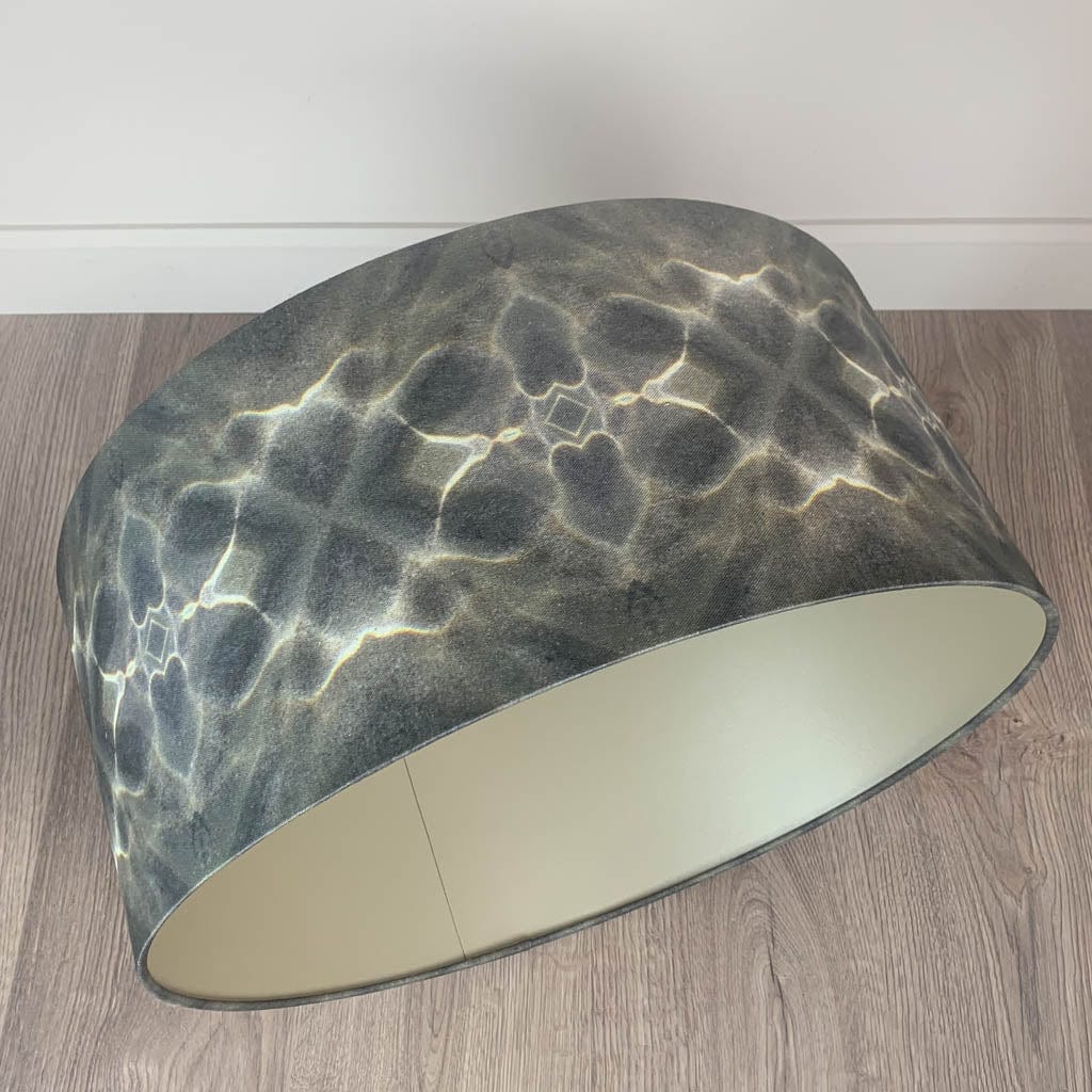Julia Clare's Underworld Ripples Linen in Green Olive Pendant Shade with Champagne Lining