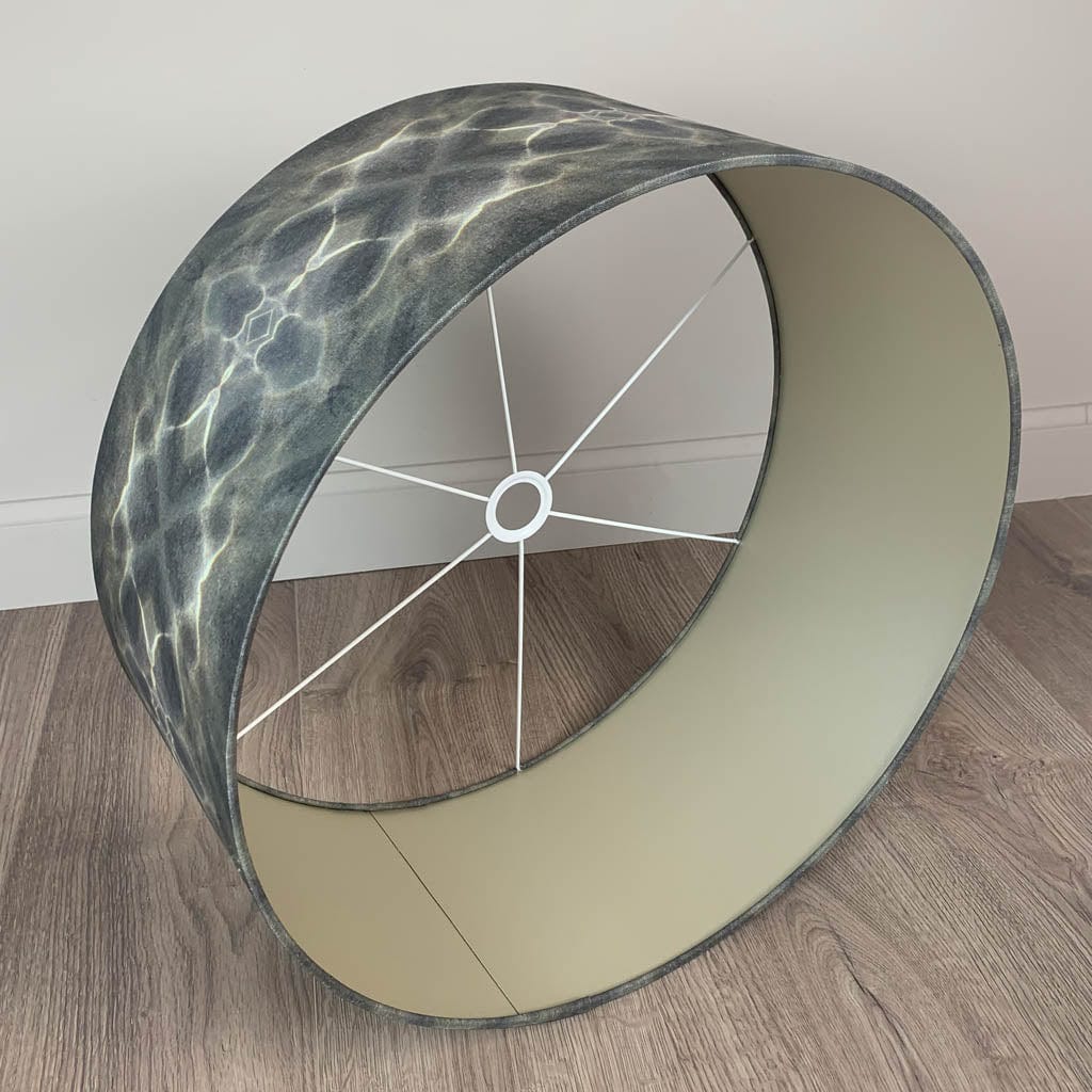 Julia Clare's Underworld Ripples Linen in Green Olive Pendant Shade with Champagne Lining