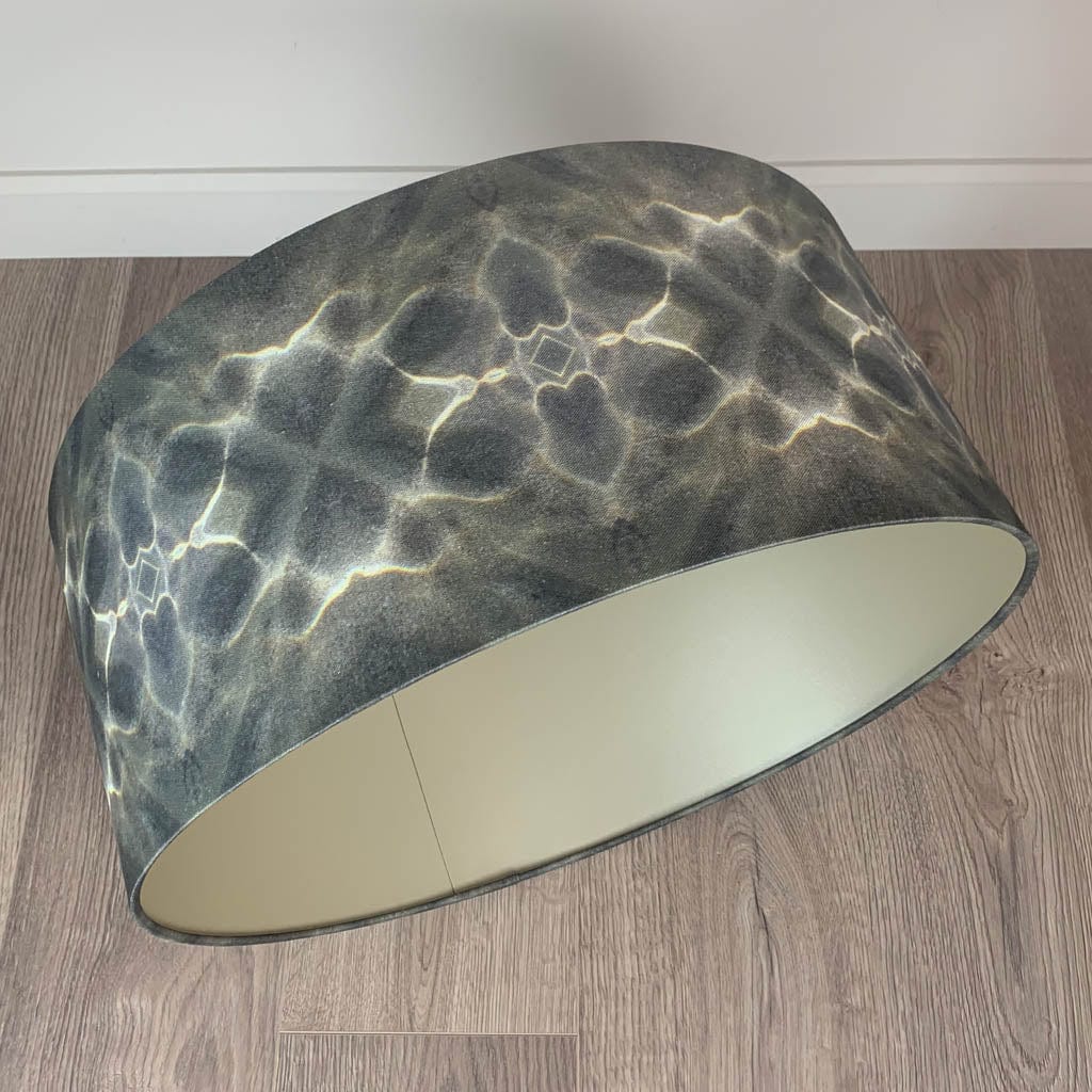 Julia Clare's Underworld Ripples Linen in Green Olive Pendant Shade with Champagne Lining