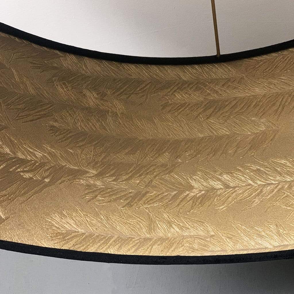 Black Coal Pendant Shade Lined with Feathered Gold Wallpaper