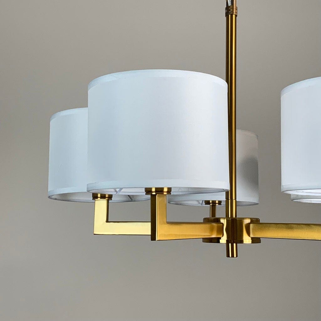 Hallburn Antique Gold 5 Light Flush White