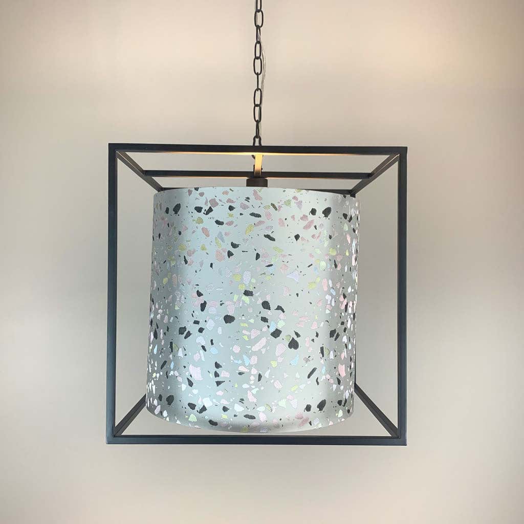 The Box Pendant with Terrazzo Pastel Bespoke Shade