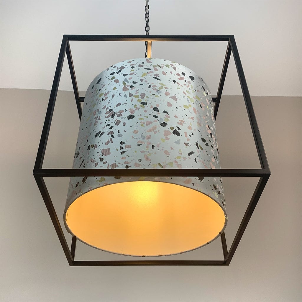 The Box Pendant with Terrazzo Pastel Bespoke Shade