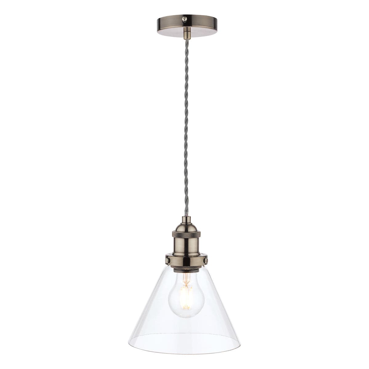 Isaac Satin Nickel Glass Pendant
