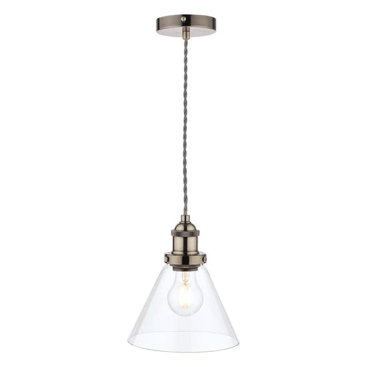 Isaac Satin Nickel Glass Pendant