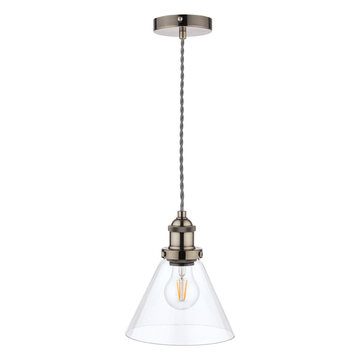 Isaac Satin Nickel Glass Pendant