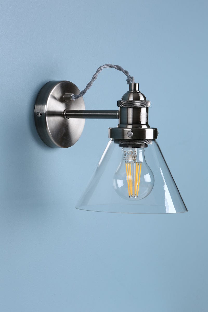 Isaac Wall Light Satin Nickel Glass