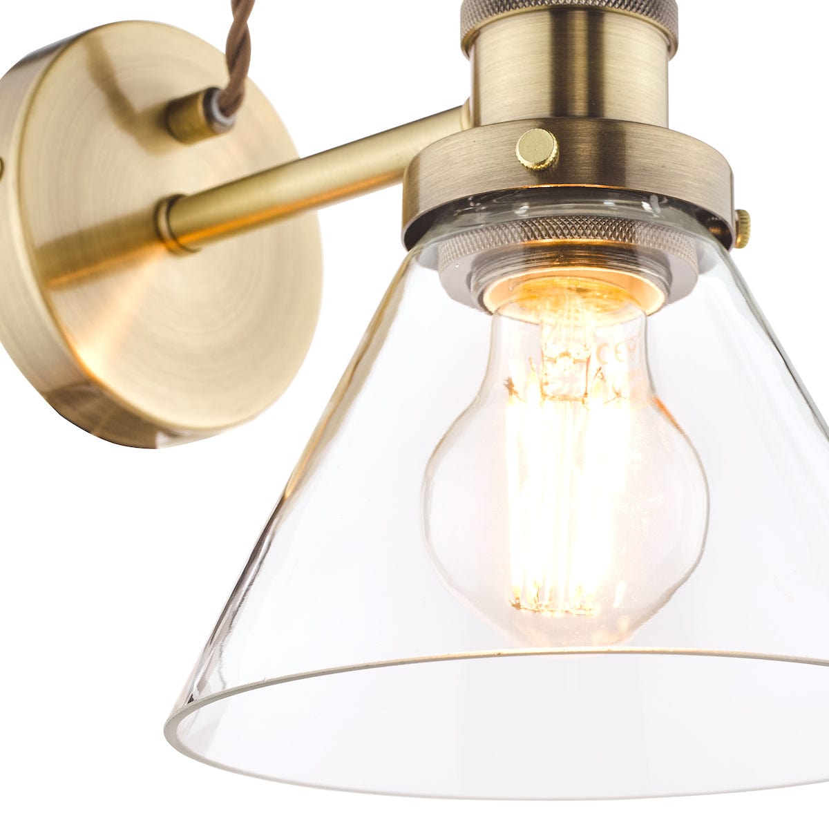 Isaac Wall Light Antique Brass Glass