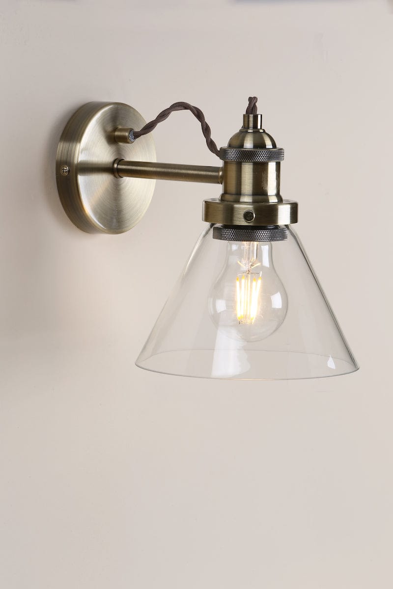 Isaac Wall Light Antique Brass Glass