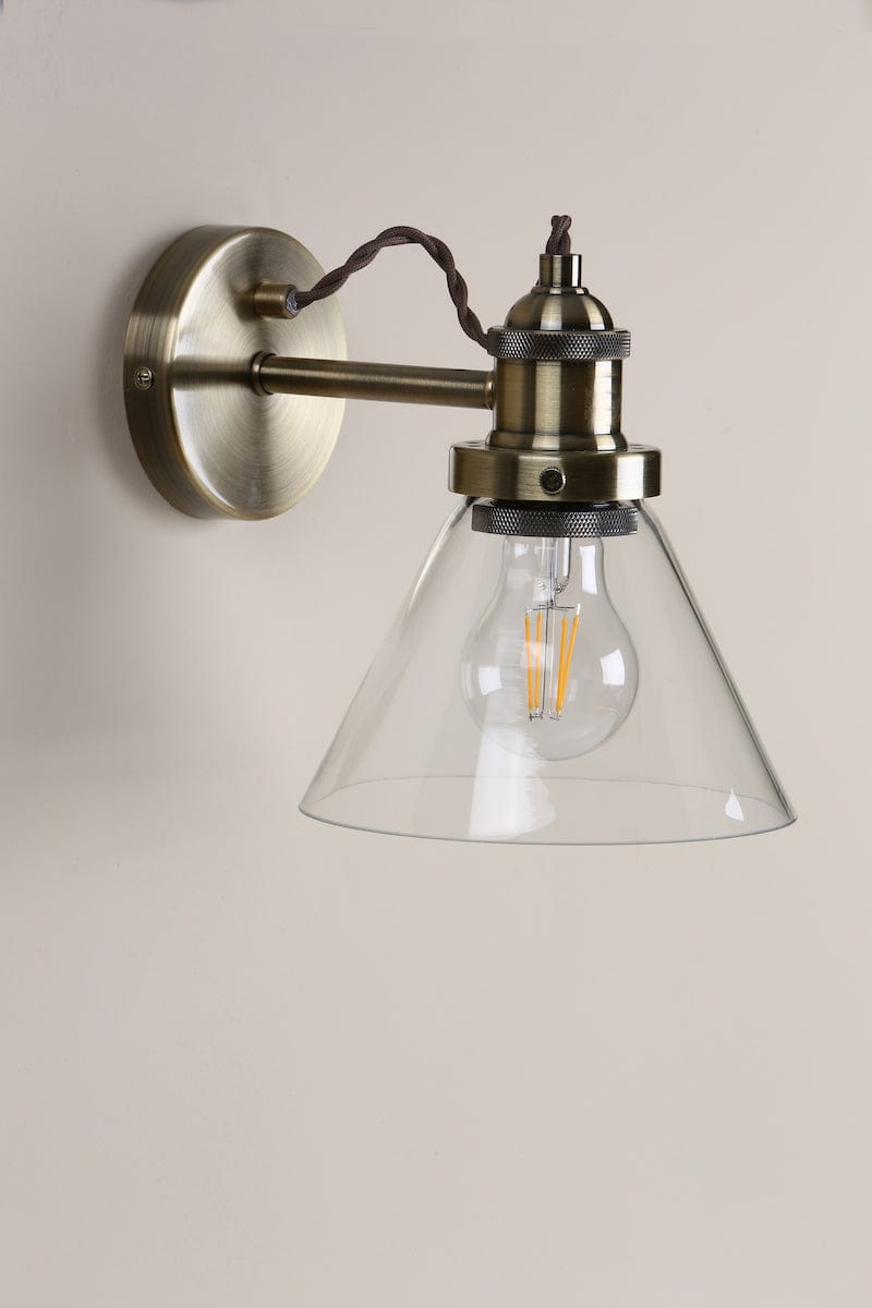 Isaac Wall Light Antique Brass Glass