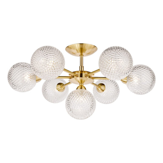 Atherton 7 Light Satin Brass Semi Flush Ceiling Light