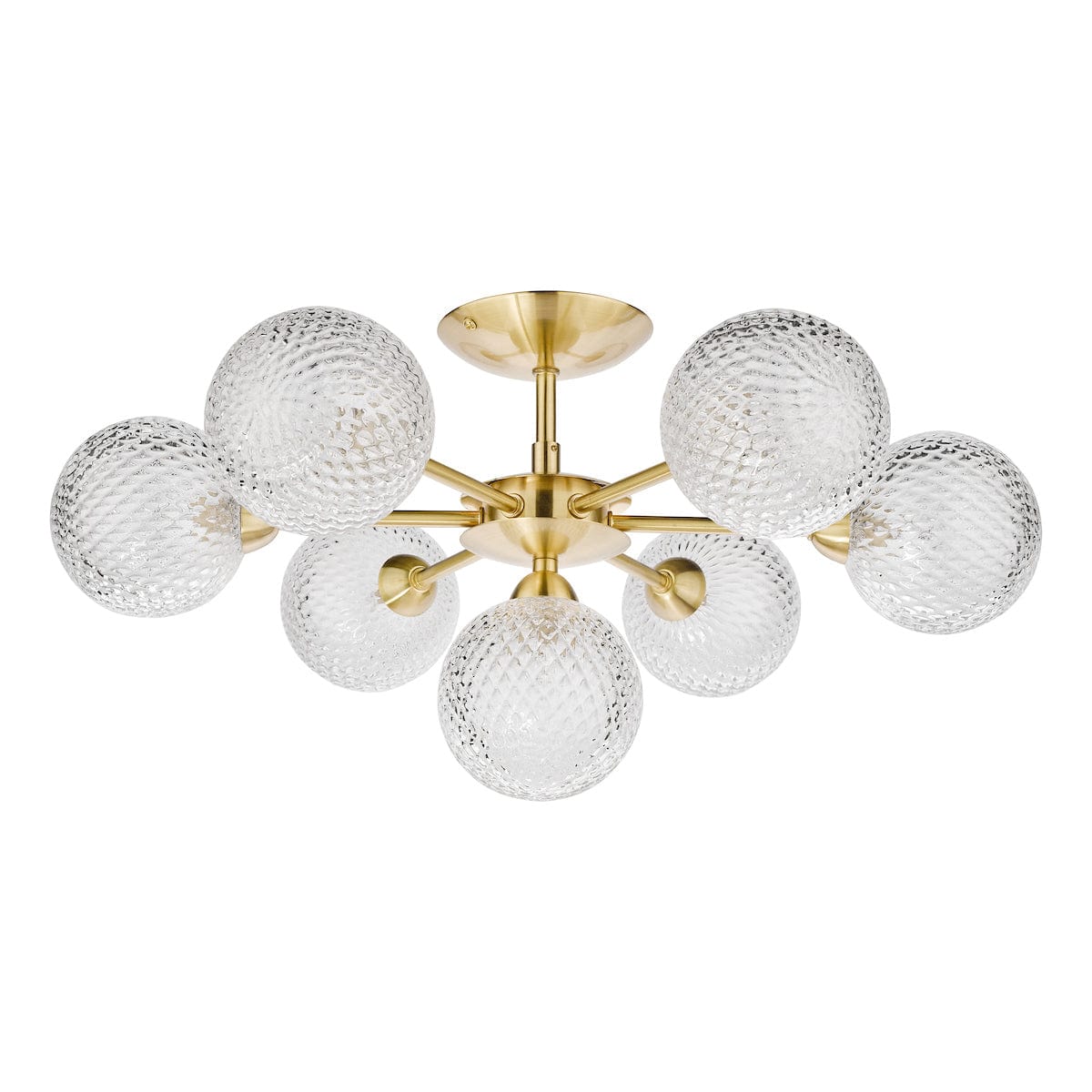 Atherton 7 Light Satin Brass Semi Flush Ceiling Light