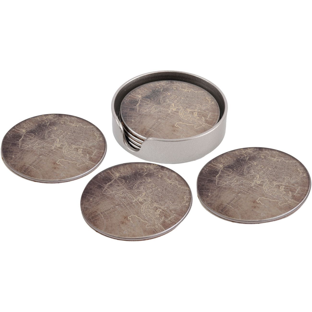Antique Atlas Design Set of 4 Coasters