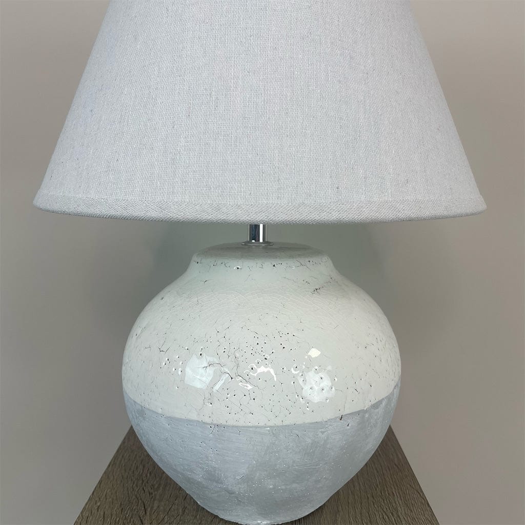 Skyline Antique Crackle Small Table Lamp & Antiqued Cream Slub Shade