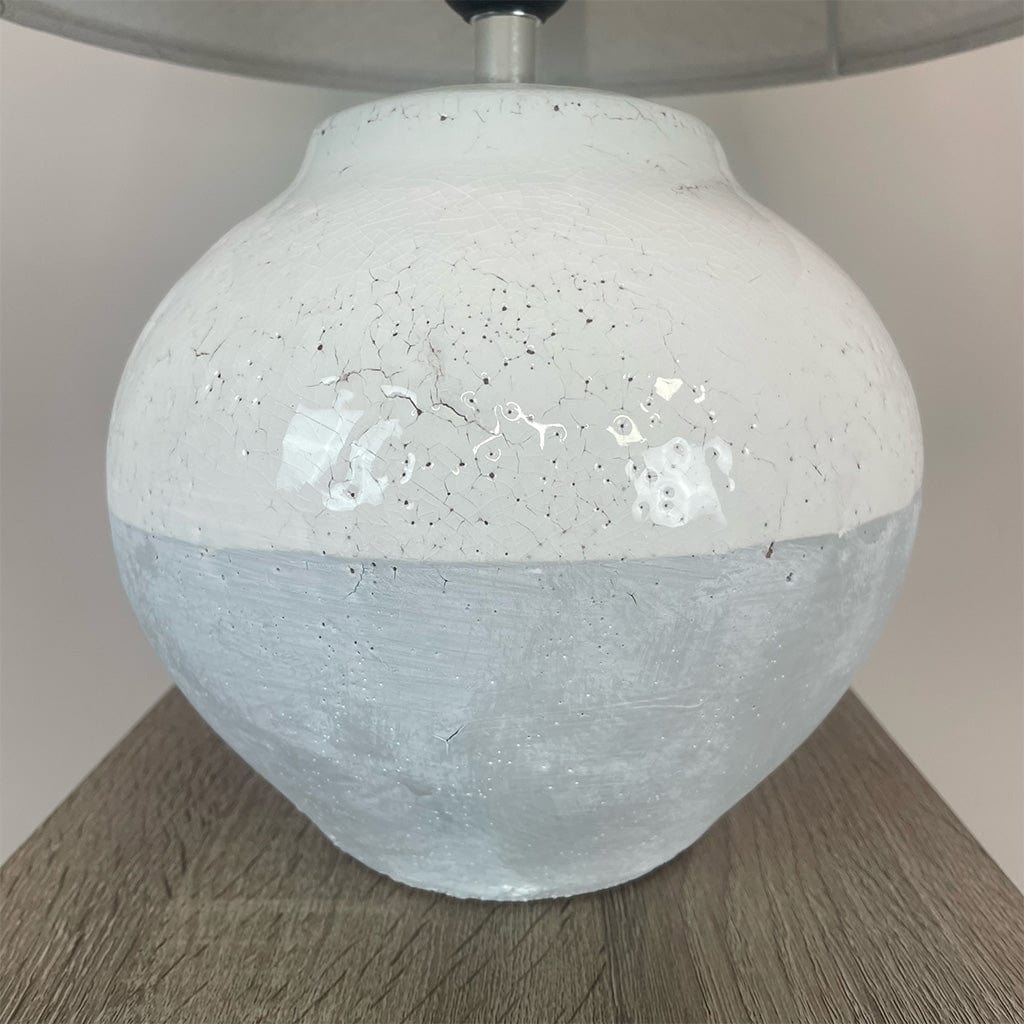 Skyline Antique Crackle Small Table Lamp & Antiqued Cream Slub Shade
