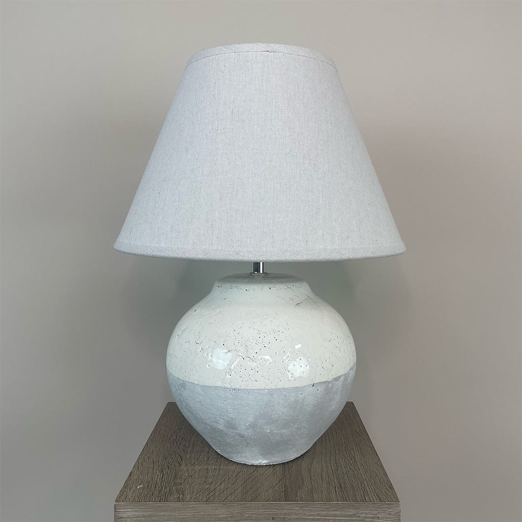 Skyline Antique Crackle Small Table Lamp & Antiqued Cream Slub Shade