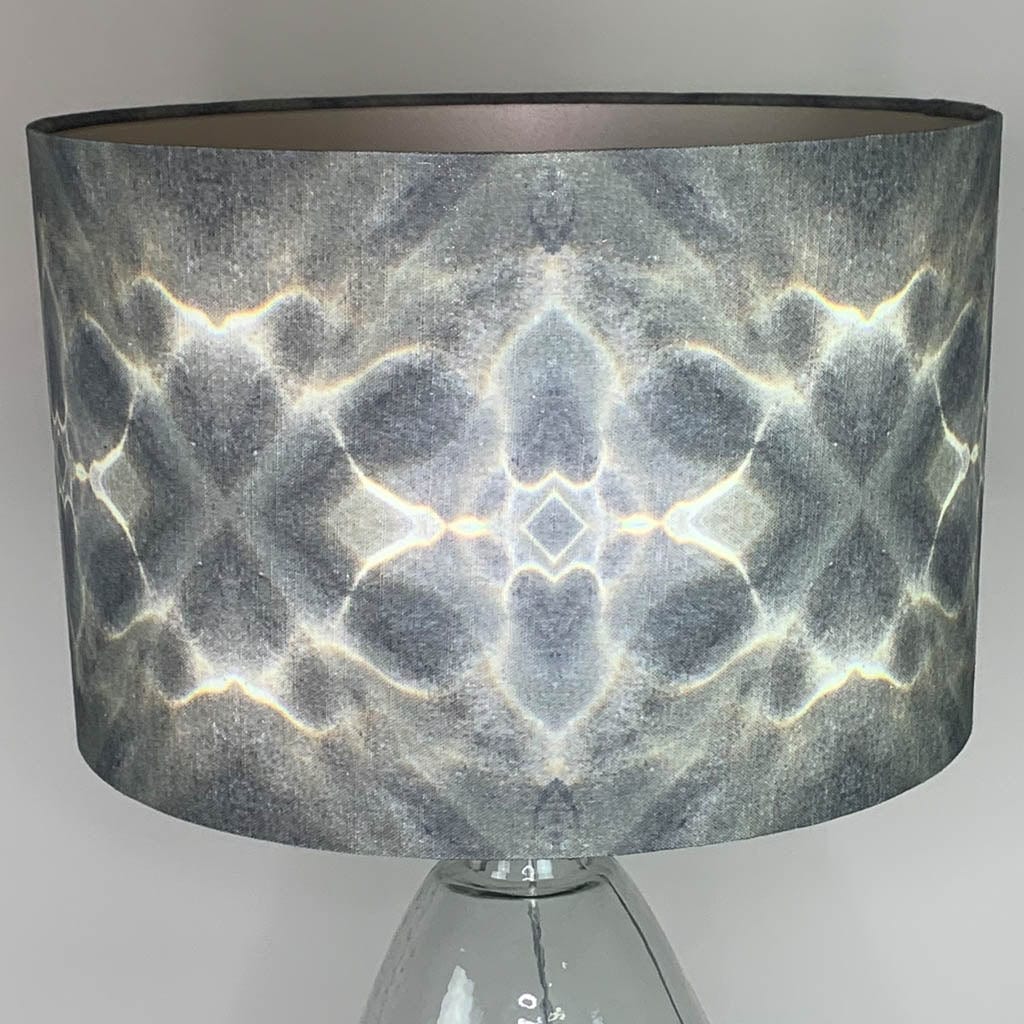 Lampshade in Julia Clare's Underworld Ripples Linen, Green Olive with Champagne Lining