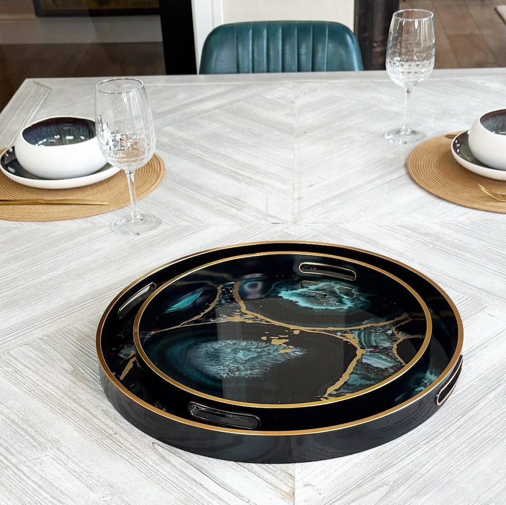 Set of 2 Midnight Glory Trays
