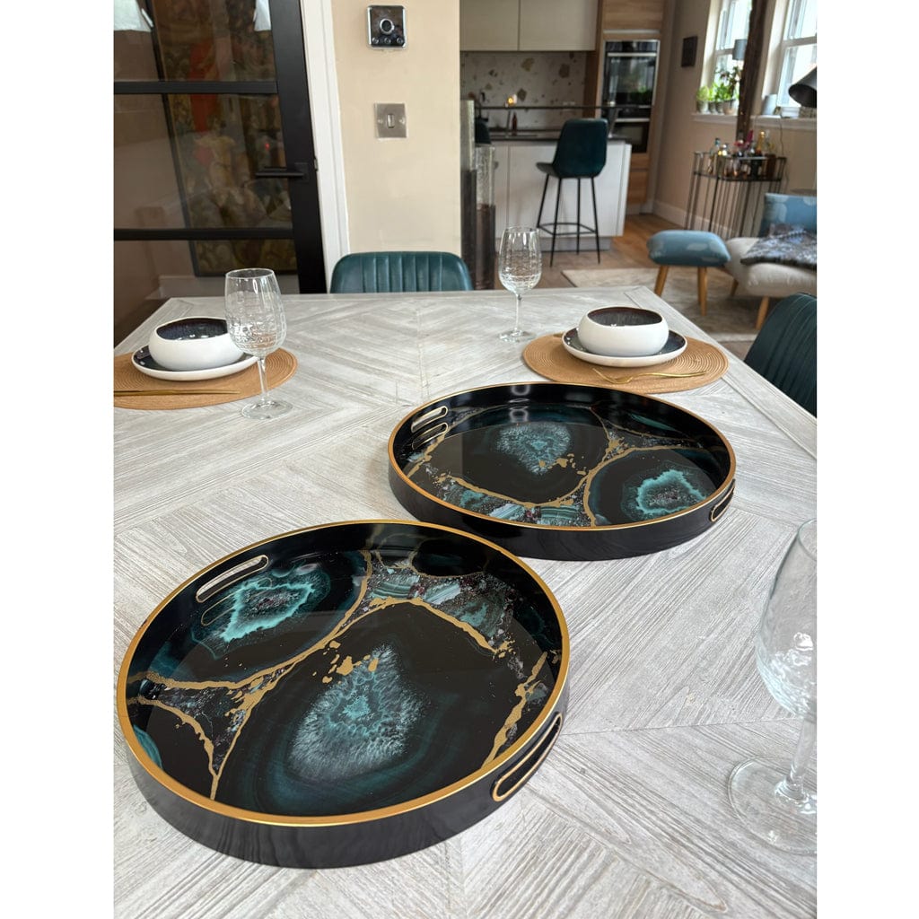 Set of 2 Midnight Glory Trays