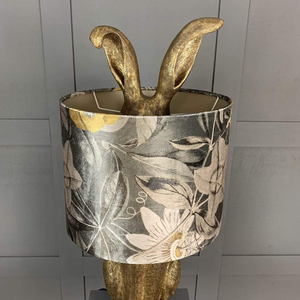 Harvey Hare Antique Brass Table Lamp & Passiflora Charcoal Shade