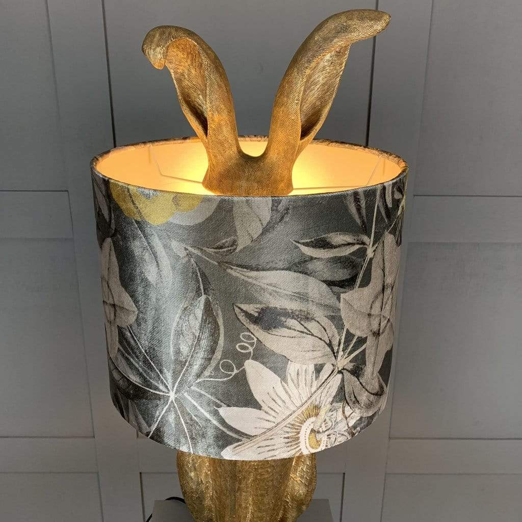 Harvey Hare Antique Brass Table Lamp & Passiflora Charcoal Shade