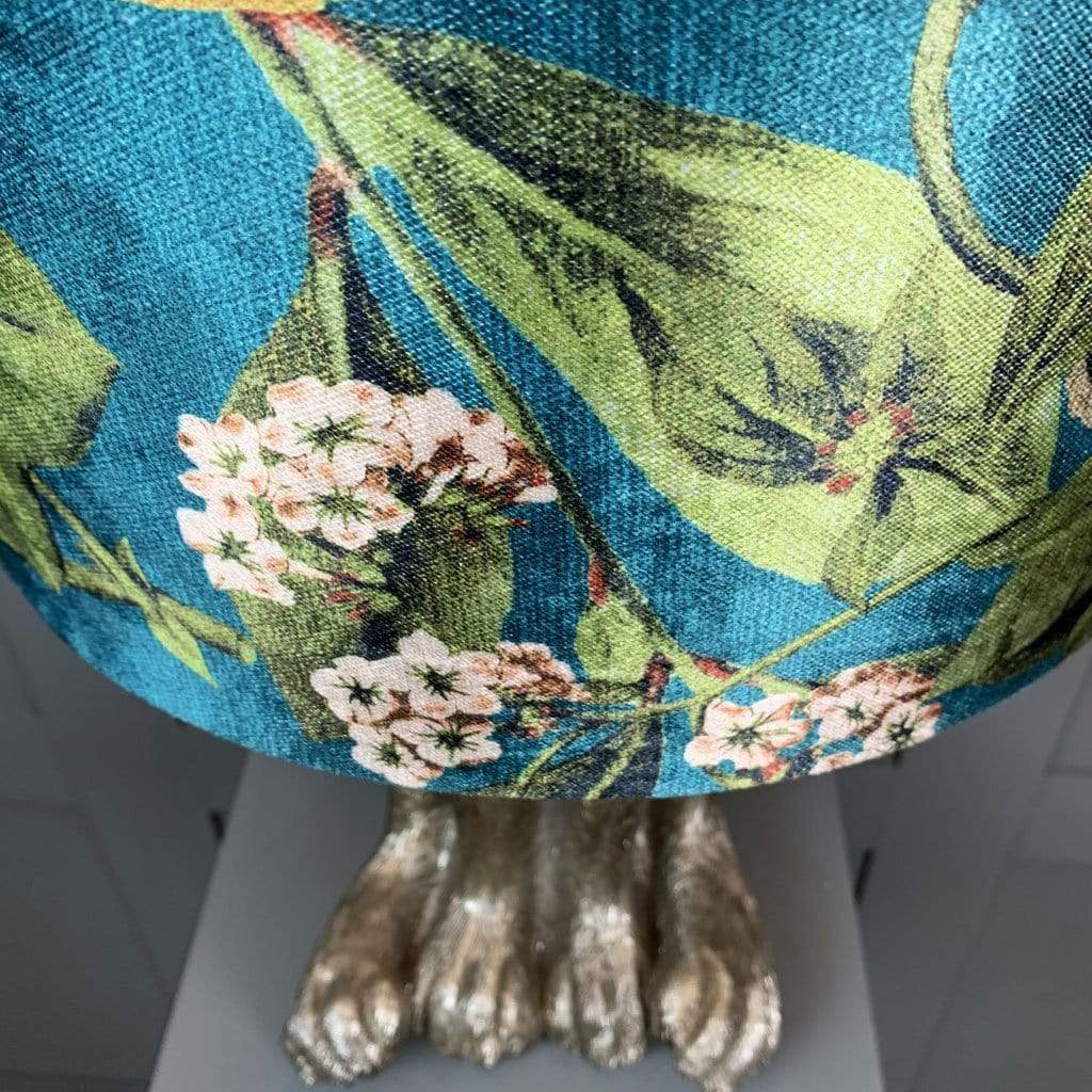 Harvey Hare Antique Silver Table Lamp & Passiflora Kingfisher Shade