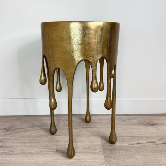 Gold Drip Round Side Table