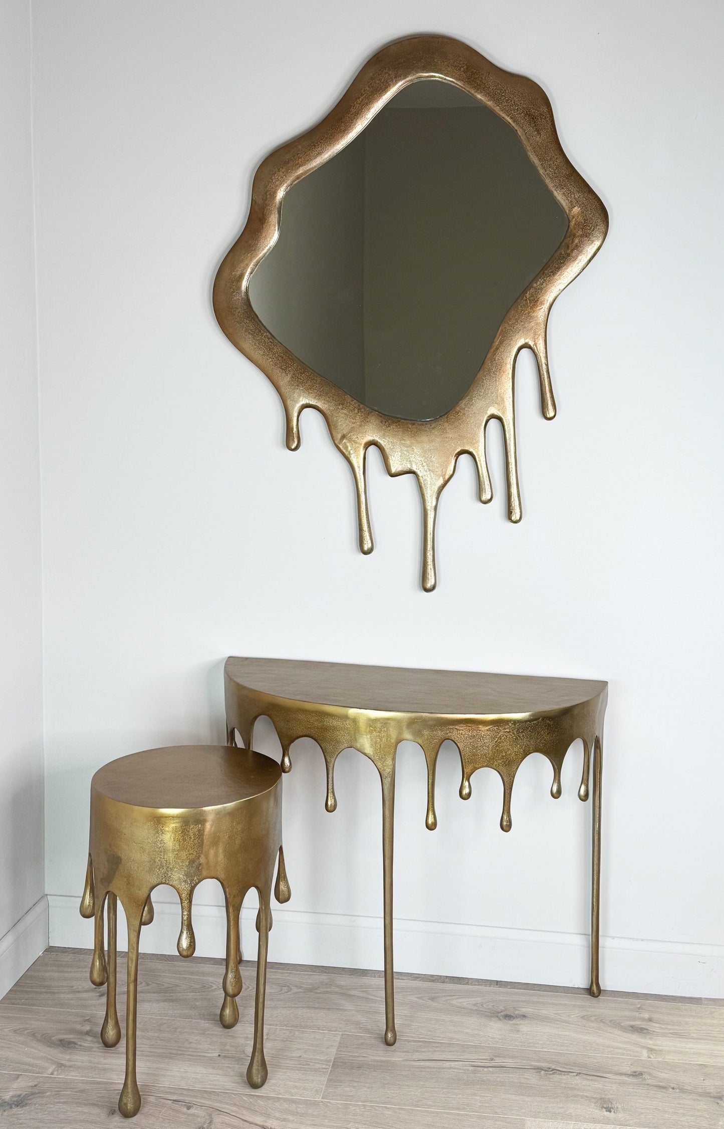 Gold Drip Round Side Table