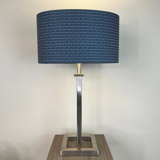 Aura Brushed Steel Table Lamp with Opaline Midnight Shade