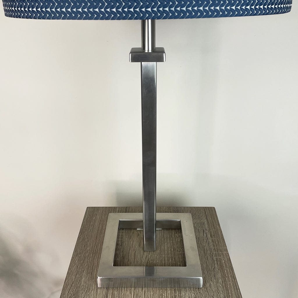 Aura Brushed Steel Table Lamp with Opaline Midnight Shade