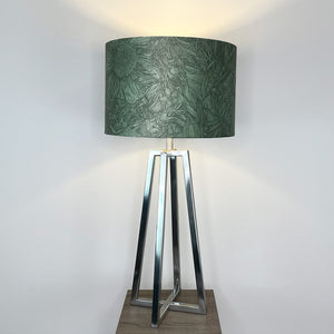 Madison Brushed Steel Table Lamp with Timorous Beasties Jungle Tangle Willow Lampshade