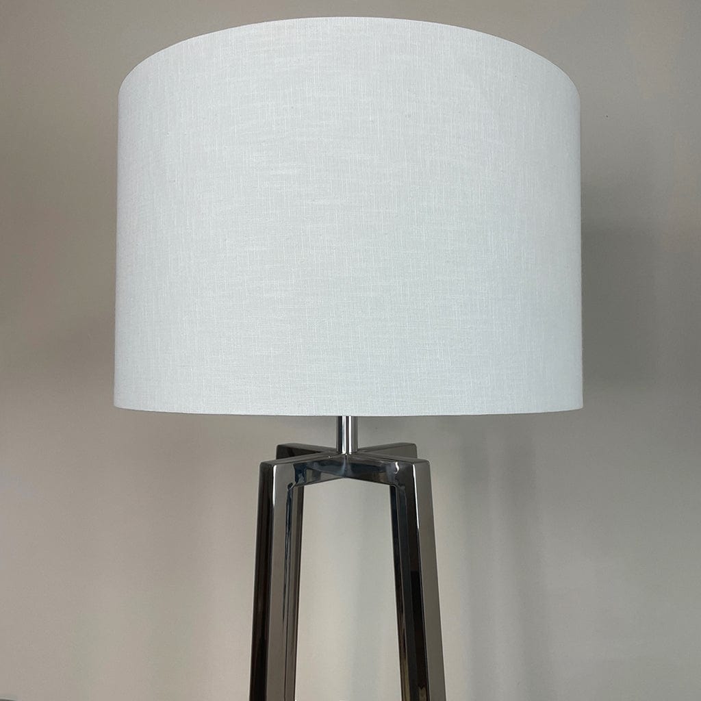 Madison Chrome Floor Lamp with White Linen Shade