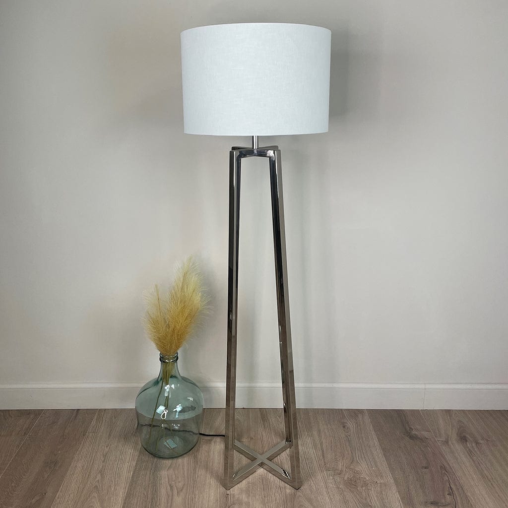Madison Chrome Floor Lamp with White Linen Shade