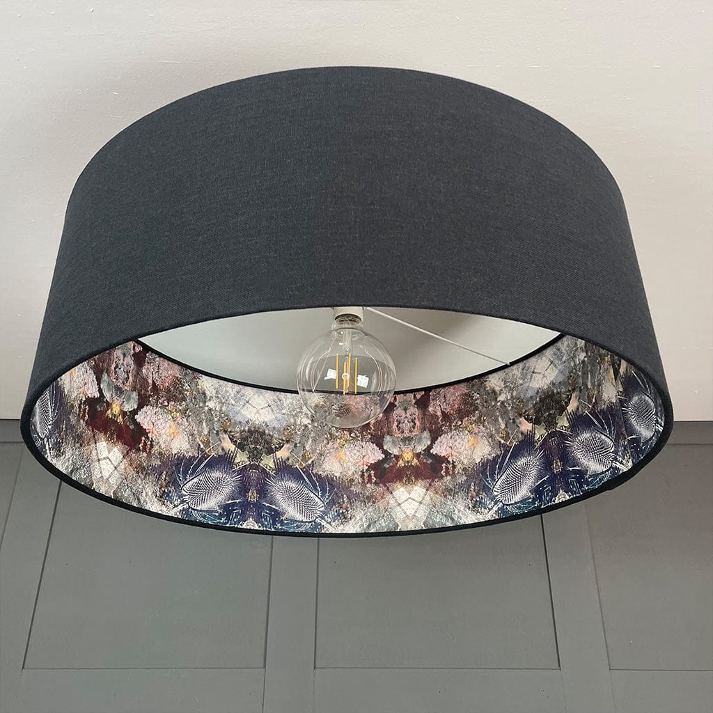 Mairi Helena Bronze Flush Thistle Wallpaper Lined Pendant Shade with Saxon Black Outer