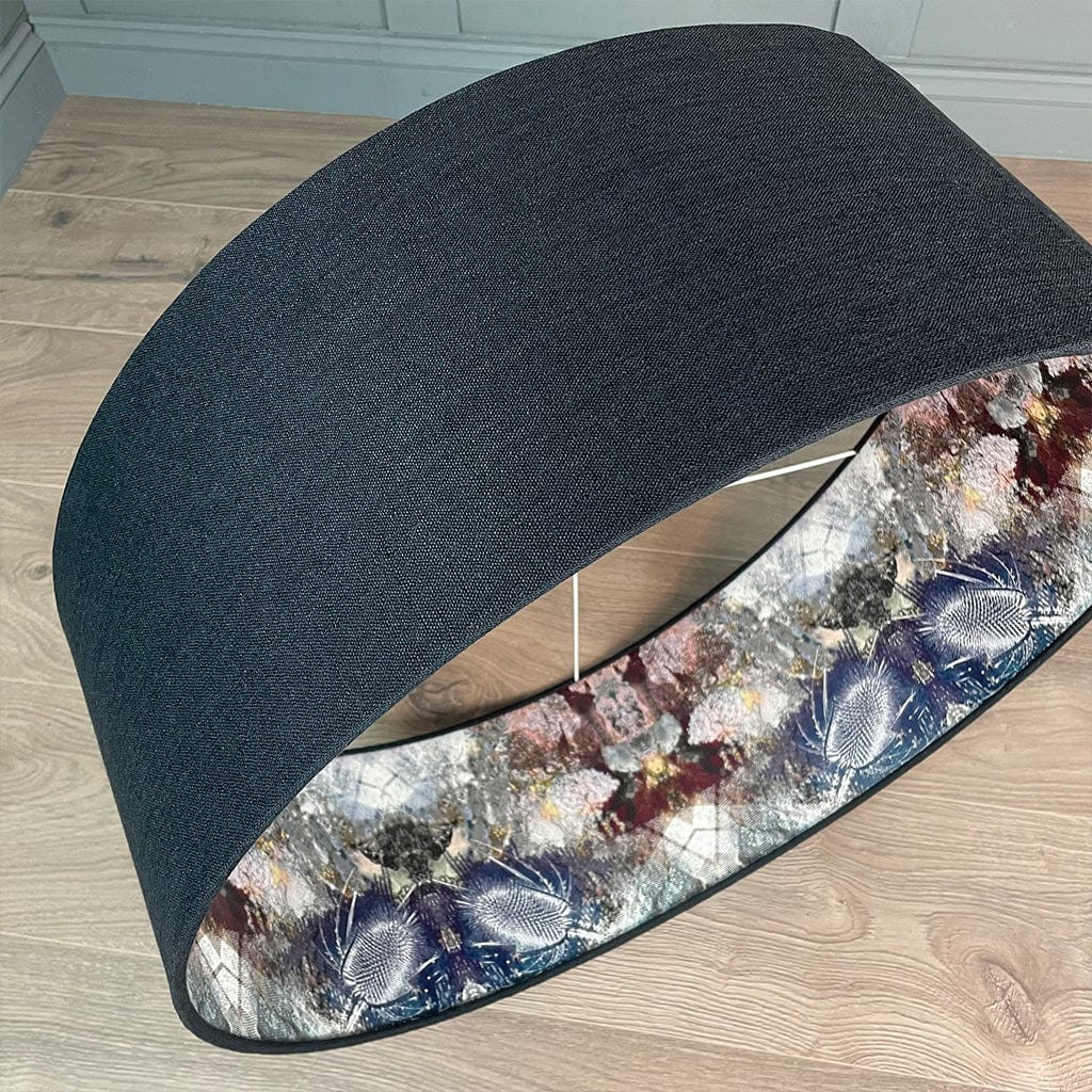 Mairi Helena Bronze Flush Thistle Wallpaper Lined Pendant Shade with Saxon Black Outer