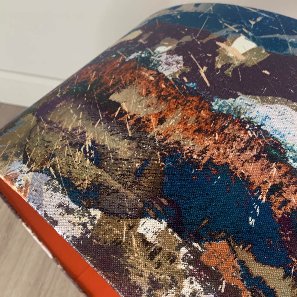 Mairi Helena Mirrored Storm Linen Dark Pendant Shade with Satsuma Orange Silk Lining