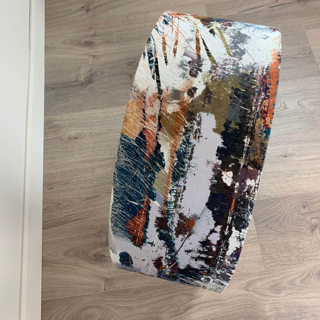 Mairi Helena Mirrored Storm Light Linen Pendant Shadewith Lunar Grey Blue Silk Lining
