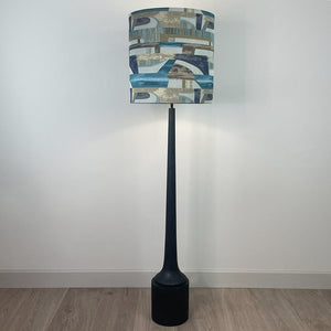 Marin Black Wood Floor Lamp with Berlin Teal Lamp Shade