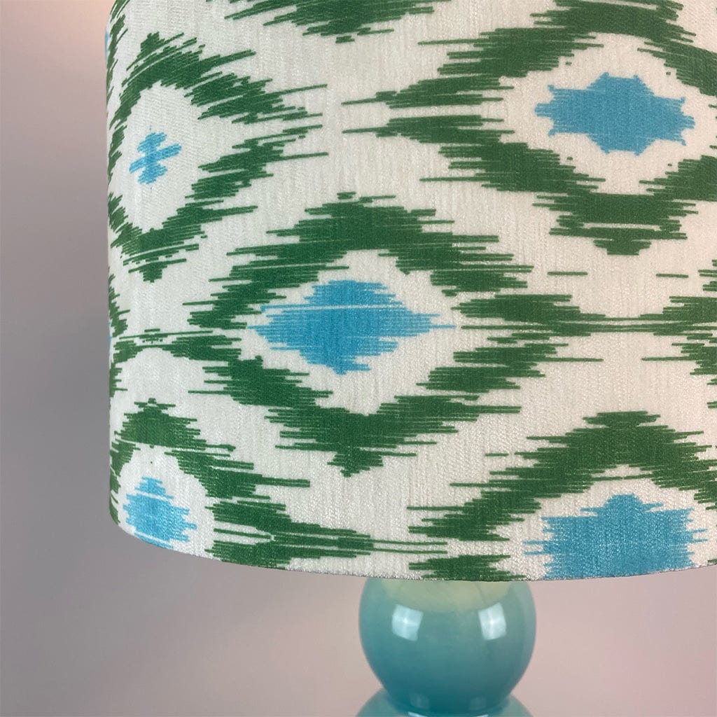 Mina Teal Ceramic Table Lamp with Velvet Ikat Shade