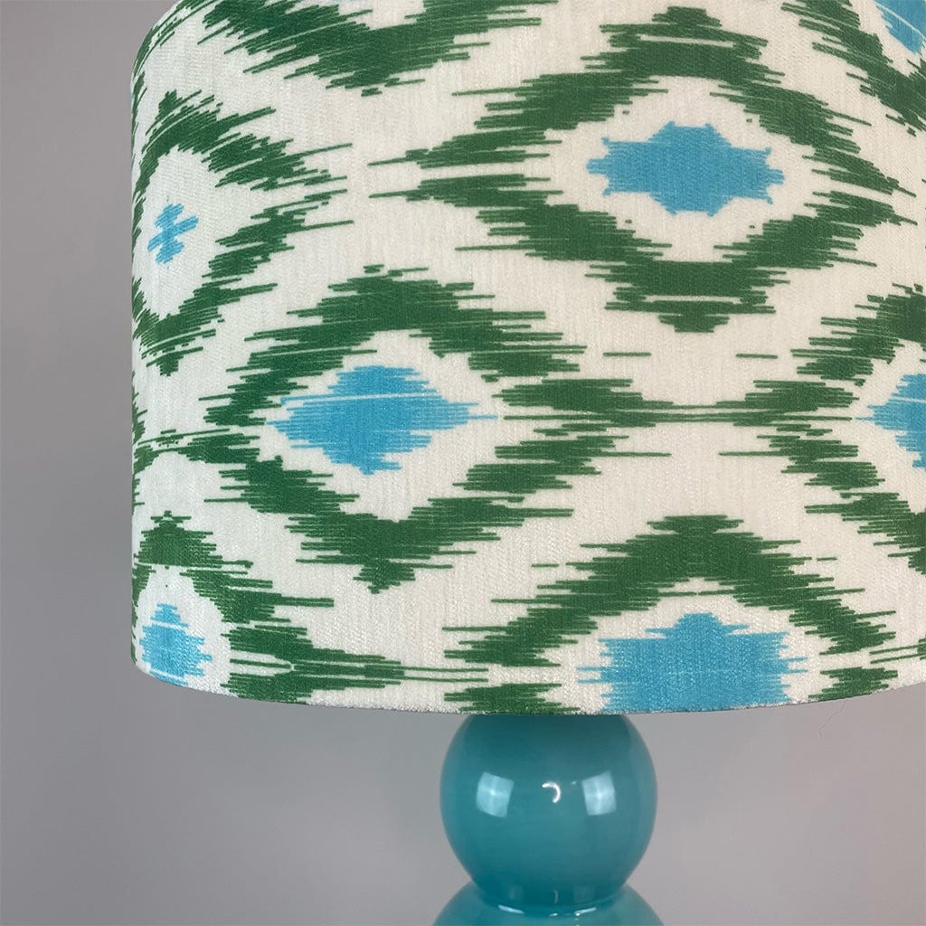 Mina Teal Ceramic Table Lamp with Velvet Ikat Shade