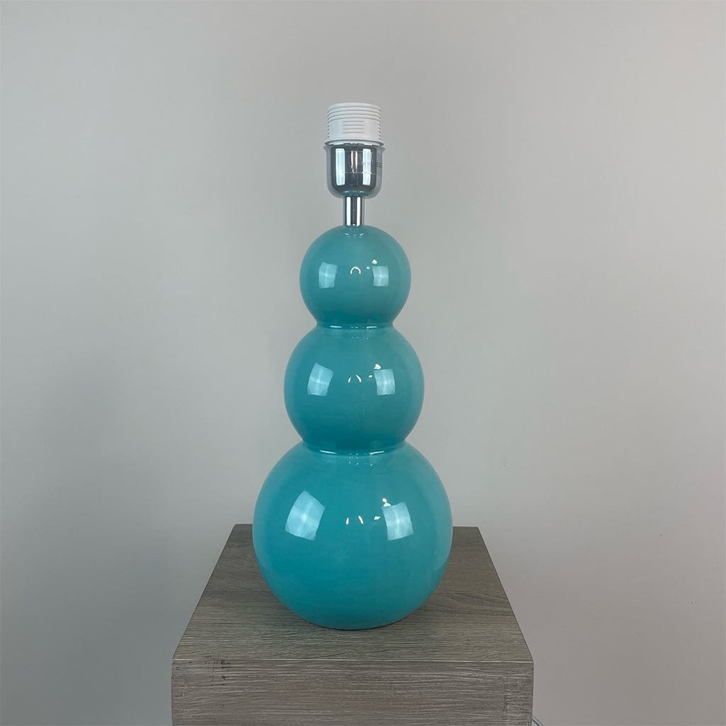 Mina Teal Ceramic Table Lamp with Velvet Ikat Shade